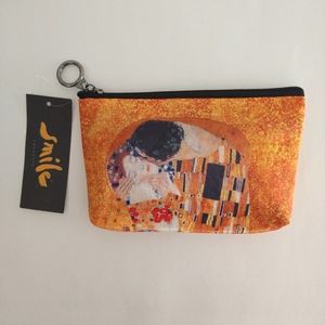 NWT Smile GmBH The Kiss Klimt Makeup Coin Bag Pouch Orange Black